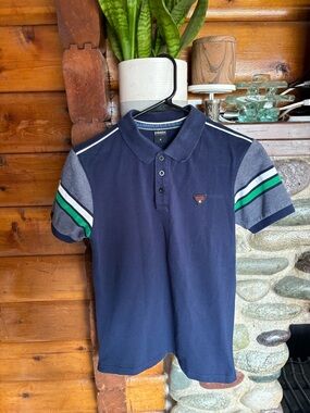 AUTHENTIC Coach Men’s Pine Blue Colorblock Polo Shirt - Size M